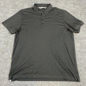 Travis Mathew Mens Polo Shirt 2XL Black Solid Performance Pima Cotton Poly